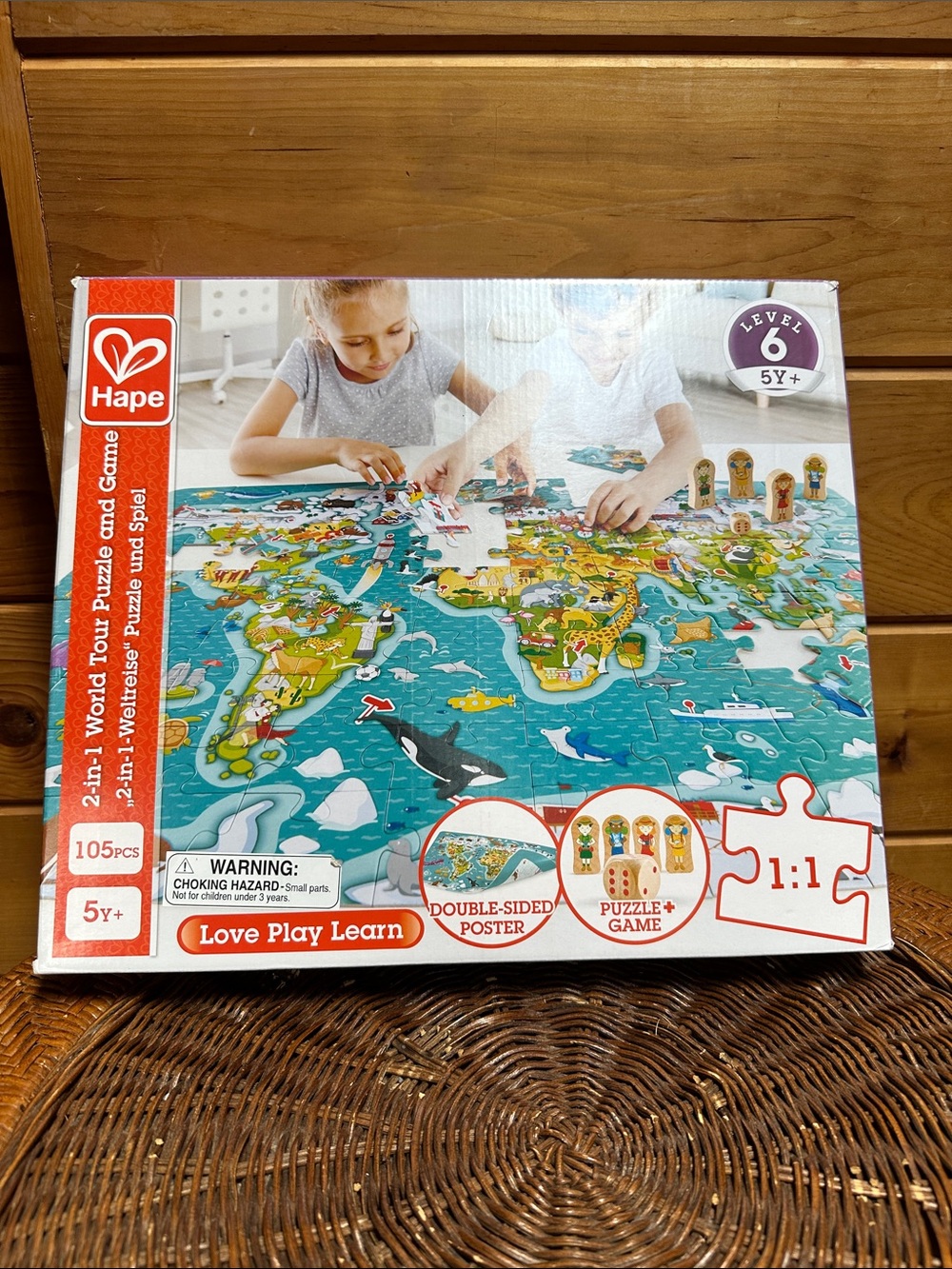 Hape 2-In-1 World Tour Puzzle And Game World Poster
